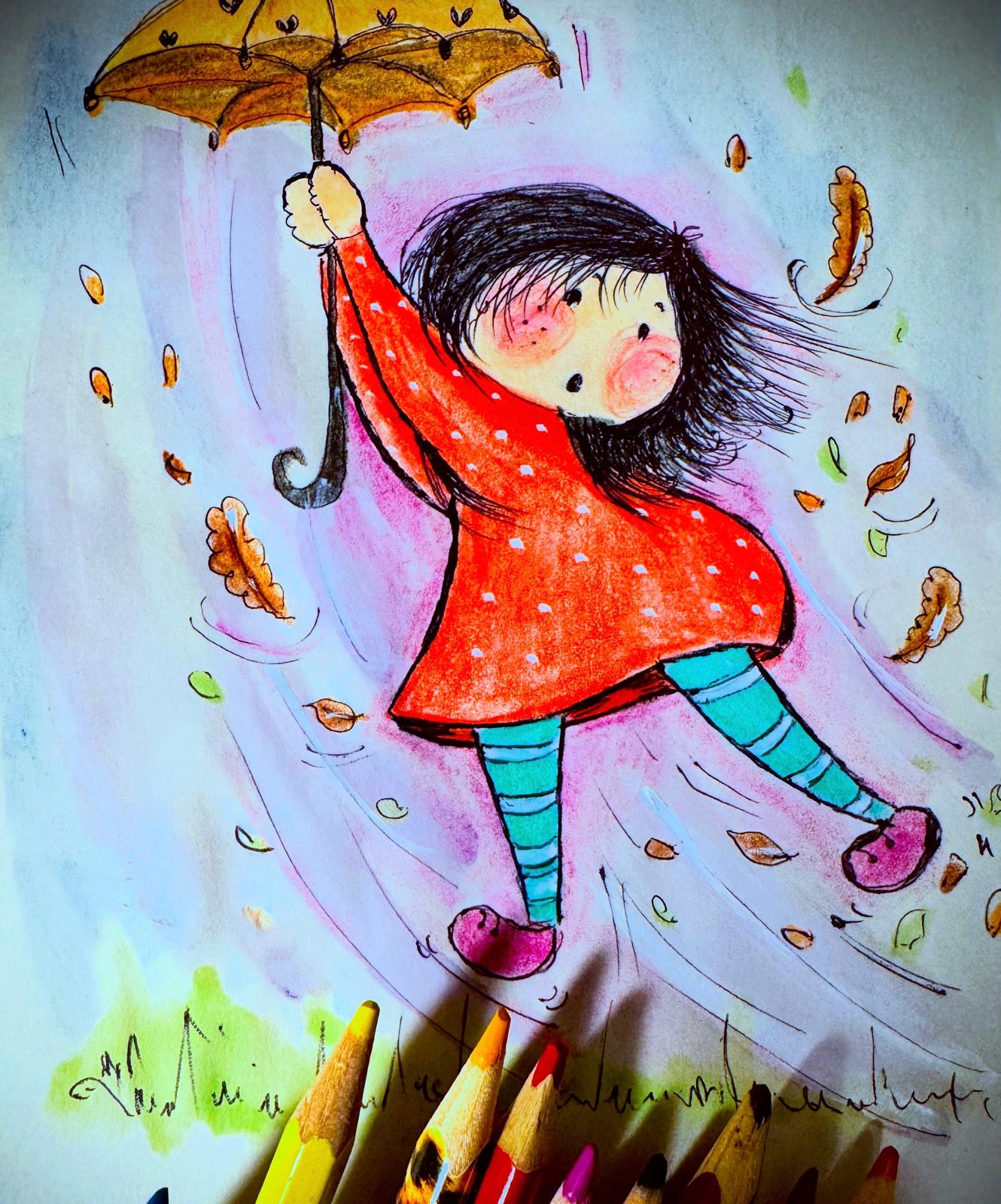 Windy Day Wishes original artwork