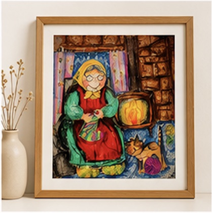 Grandmother Fireside print